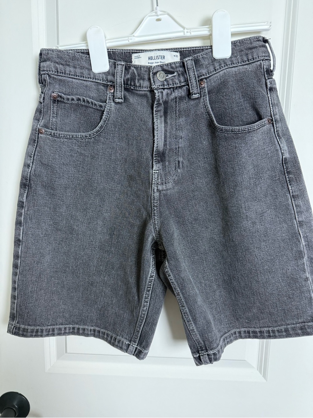 Hollister Men's Washed Charcoal Denim Shorts
